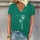 thumbnail image 3 of Camisetas de Manga Corta para las Mujeres, Impresión de Cuello en V Camiseta Casual Top Hecho de 95% Poliéster 5% Spandex para el Uso Diario de Primavera Verano, Camisetas para las Mujeres Casual, 3 of 4
