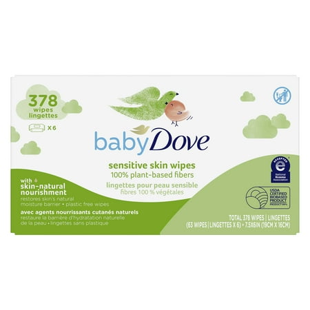 Baby Dove Unscented Plant-Based Sensitive Skin Baby Wipes - 378ct