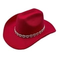 thumbnail image 2 of Sombrero vaquero vaquero de lana roja con diseño de corazón y estrella, 2 of 3