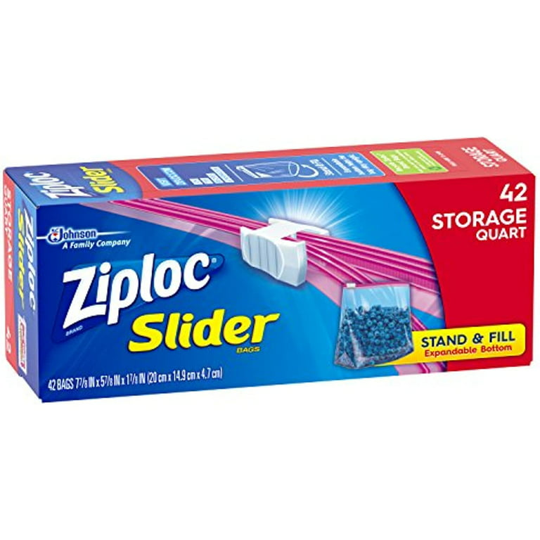 Ziploc Quart Food Storage Slider Bags, Power Shield Technology For