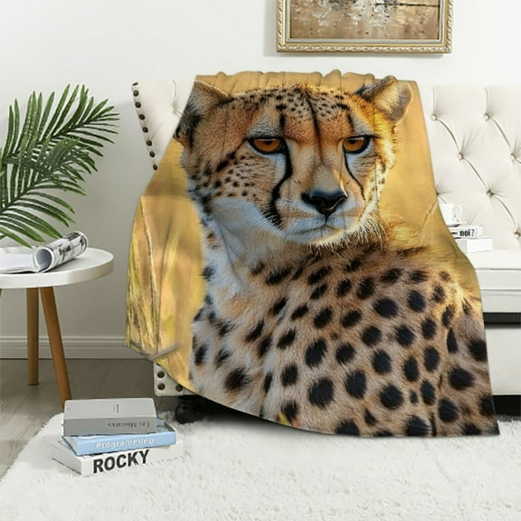 BCIIG Cheetah Throw Blanket , Wild Animal Cheetah Blankets for Living Room Decor, Soft Flannel Cheetah Gifts for Adults 40x50in