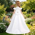 thumbnail image 5 of Bobifish Toddler Girls Dress Elegant Satin Embroidered 3D Flower Train Dress Party Evening Formal Occasions Children Girls Dresss, 5 of 8