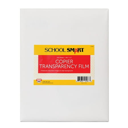 Overhead Copier Transparency Film - Copier Transparency Film without Sensing Strip - 8 1/2 x 11 inches - Pack of 100Designed for plain paper copiers By School Smart