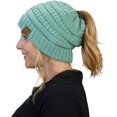 thumbnail image 1 of SURJDE Ponytail Messy Bun BeanieTail Women's Beanie Solid Ribbed Hat Cap, 1 of 7