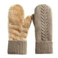 thumbnail image 5 of KHONTS Women's Mittens Winter Gloves Warm Fleece Lining Mittens Cozy Thick Crochet Cable Knit Gloves Khaki One Size, 5 of 5