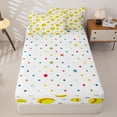 thumbnail image 4 of Castle Fairy Bright Softball Zipper Twin Comforter Sets with Fitted Sheet and 2 Pillowcases, Cartoon Ball Stars Zipper Bedding Set, Yellow Red,4-Piece, 4 of 6