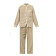 thumbnail image 5 of Makaor Linen Sets for Men Big and Tall 2 Piece Summer Travel Outfits with Pockets Trave Matching Set Long Sleeve Button down Shirts Drawstring Long Long Pants Casual Beach Vacation Clothes, 5 of 8