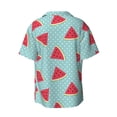 thumbnail image 5 of Uemuo Watermelon Pattern Cotton Linen Short Sleeve Shirts,Casual Lightweight Button Down Shirts,Vacation Beach Summer Tops-Medium, 5 of 7