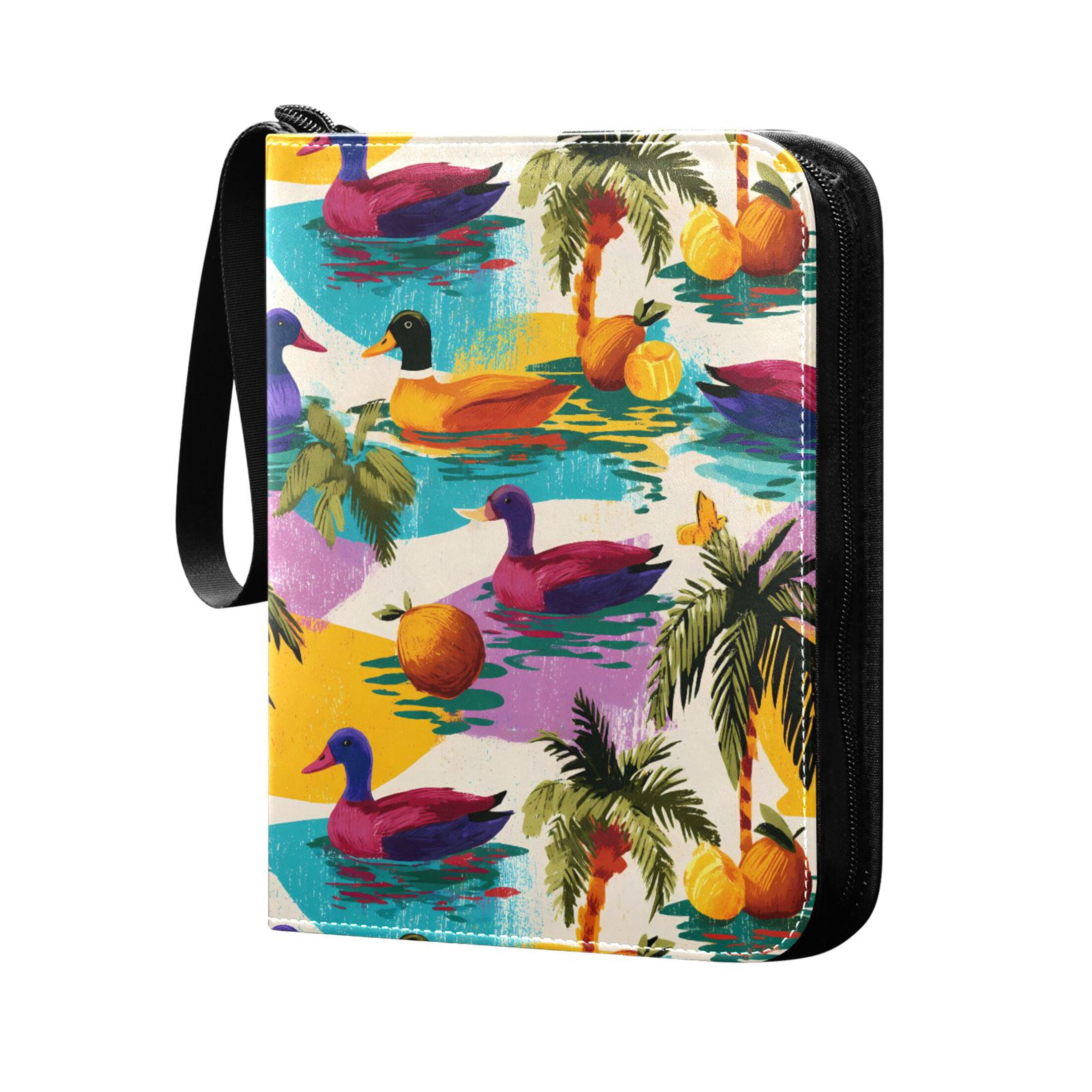 ALAZA Duck Palm Trees Trading Card Binder 4 Pocket Cards Collection Album 400 Folder Holder