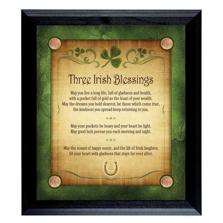 American Coin Treasures Three Irish Blessings with 4 Lucky Irish Pennies Wall Frame