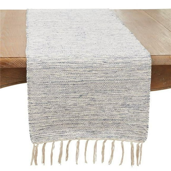 16 x 72 in. Boho Handloom Oblong Table Runner with Tassel Accents, Blue