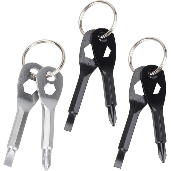 3pcs Keychain Screwdriver Tools,mini Multi-function Pocket Tool,4 In 1 Flat And Cross Head(black,silver)