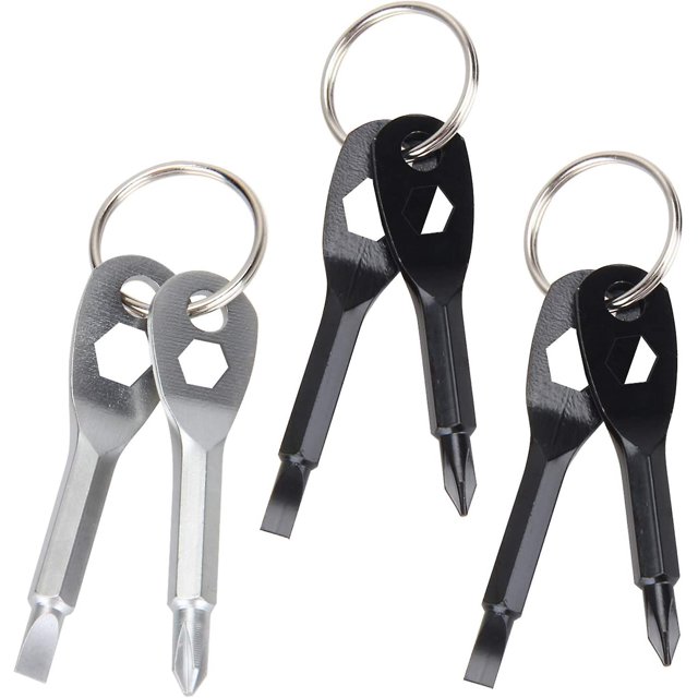 3pcs Keychain Screwdriver Tools,mini Multi-function Pocket Tool,4 In 1 Flat And Cross Head(black,silver)
