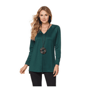 N Natori V-Neck Ponte Top Polyester Pine size S