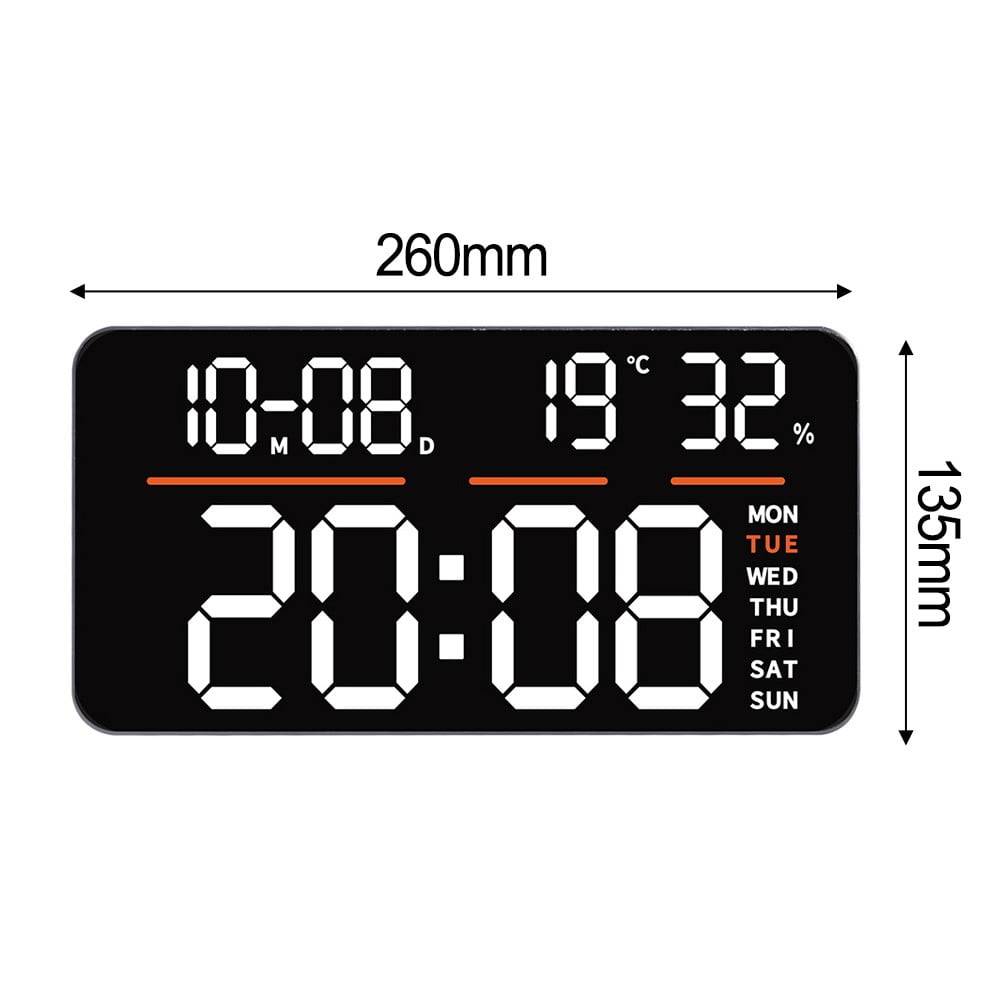 LED Digital Wall Clock with Large Display,Alarm Clock with Digital Calendar