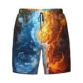 thumbnail image 4 of Lsque Mens Swim Trunks Red And Blue Flame Waves Pattern - Bathing Suit Compression Liner - Beach Swim Shorts Swimwear - (S-3XL) - Stretch Quick Dry -Medium, 4 of 9