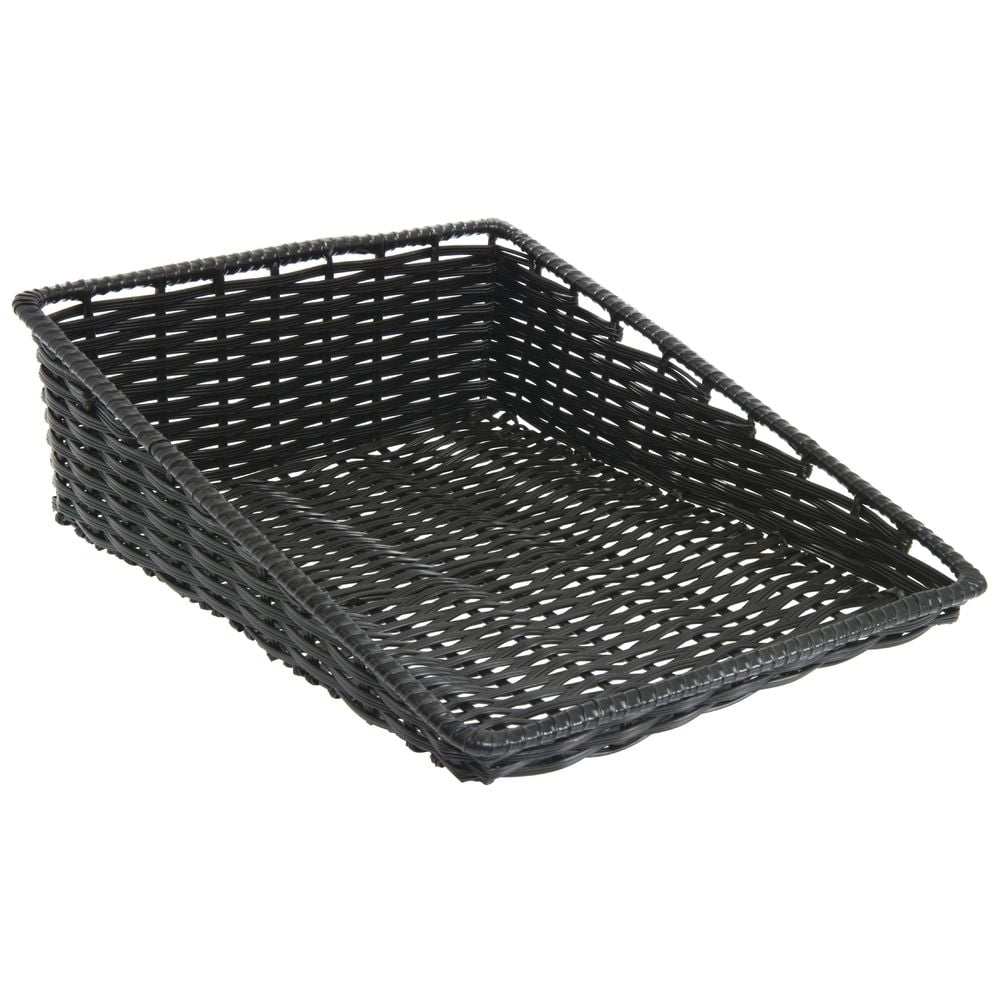 HUBERT Wicker Look Tapered Storage Basket, Rectangular Black - 15 1/2"L x 20"D x 1 1/2" to 6"H