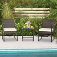 thumbnail image 2 of Patiojoy 3 Pieces Patio Furniture Set Hand-Woven PE Wicker Chairs with Tempered Glass Coffee Table & Soft Cushions Off White, 2 of 8