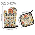 thumbnail image 2 of Yayeee Oven Mitts and Pot Holder Set of 2 Heat Resistant Kitchen Gloves Baking Hot Pad, Beige Floral, 2 of 5