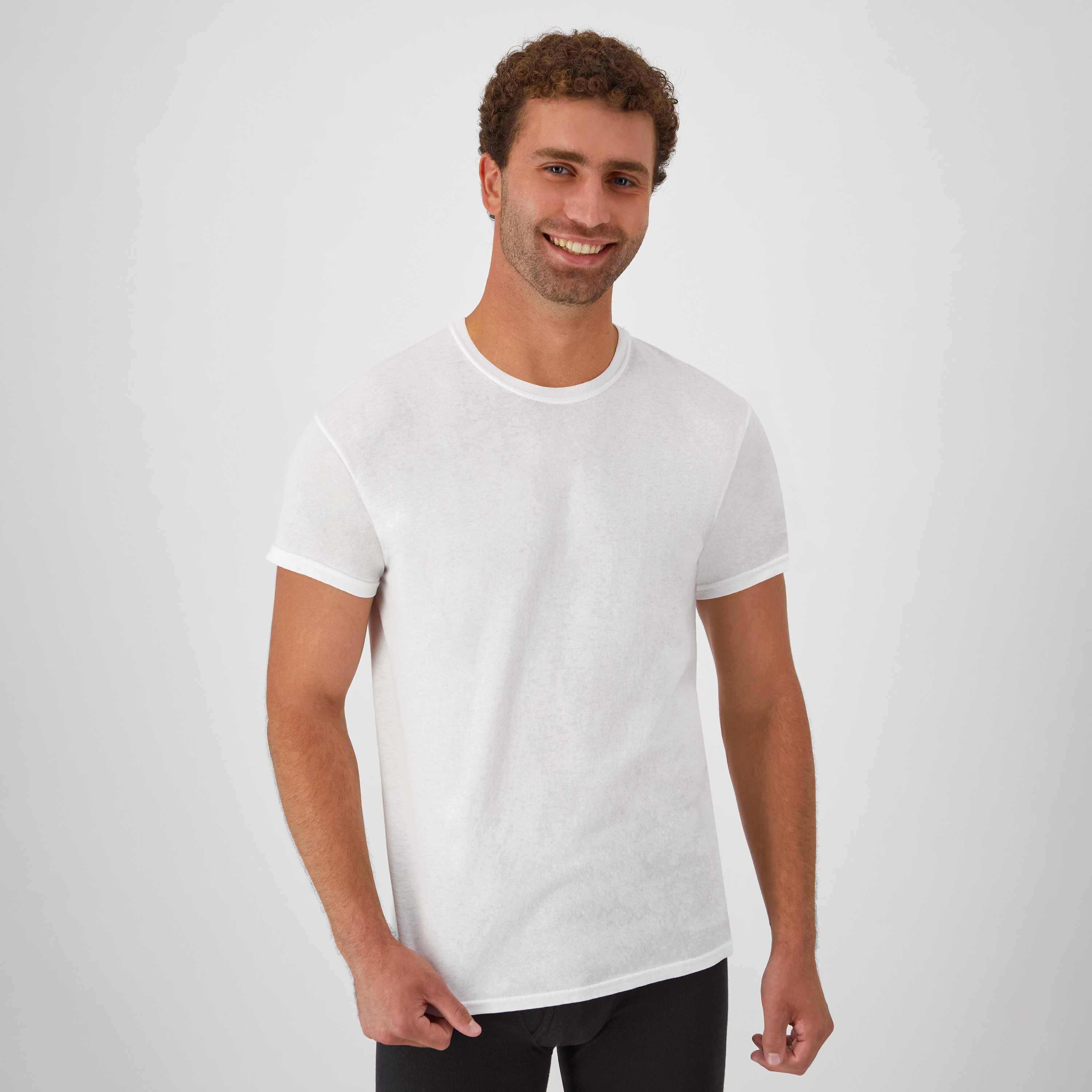 Hanes Men's White Crew T-Shirt Undershirts, 3 Pack photo 3