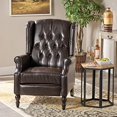 thumbnail image 2 of Fauteuil Inclinable en Cuir Reconstitué Capitonné Elizabeth, Fauteuil de Lecture Inclinable Vintage (Brun), 2 of 5