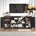 thumbnail image 2 of 75" Farmhouse TV Stand for 75 80 85 Inch TVs, 33" Tall Highboy Entertainment Center w/Outles USB Ports, Rustic Media Console w/Storage Shelves, Wood Television Stand for Living Room, 2 of 12