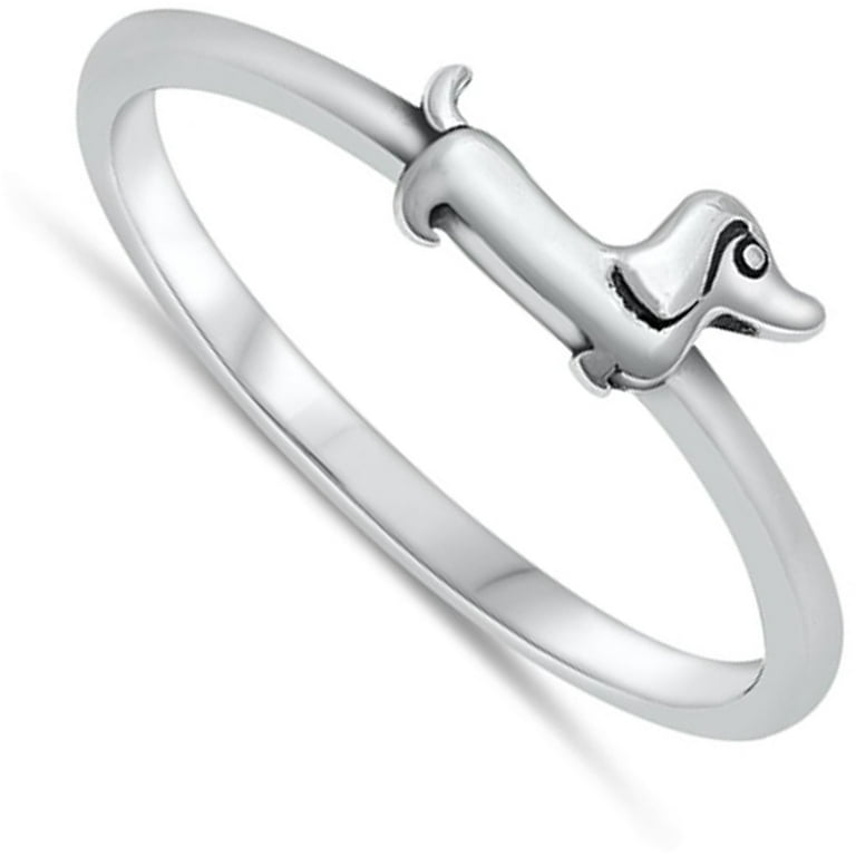 Sterling silver cheap dachshund ring