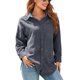 thumbnail image 1 of Camisa casual con botones para mujer, blusa holgada de manga larga con cuello vuelto, Tops con bolsillo para trabajo de oficina, gris oscuro S, 1 of 7