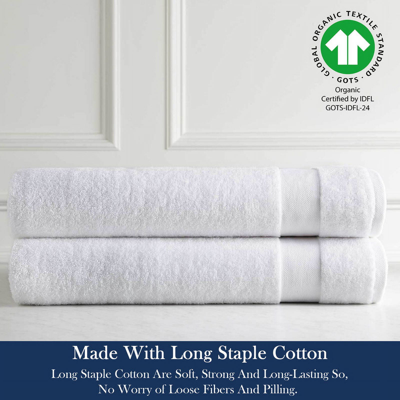 Delara Organic Cotton Bath Towels Pack Of 4 - 650 GSM Hotel Quality, GOTS & OEKO-TEX Certified, Ultra Plush & Quick Dry - View #6