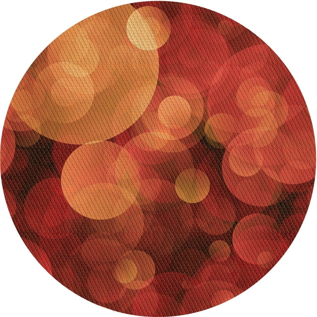 Ahgly Company Machine Washable Indoor Round Transitional Orange Red Orange Area Rugs, 3' Round