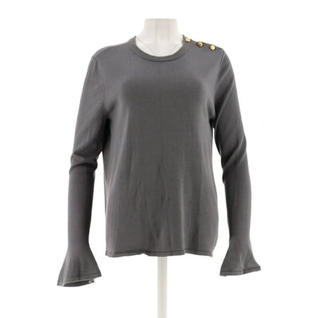Runway Clothes - IMAN Runway Chic Luxurious Subtle Bell-Slv Sweater 571-655