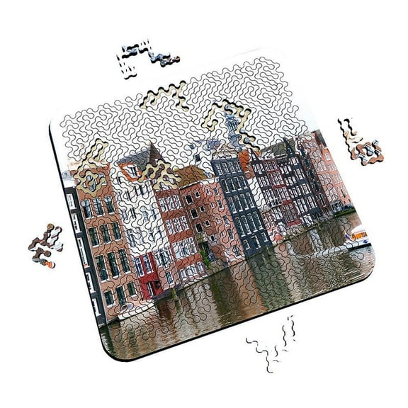 Torched Mind Bending Puzzle City Afloat 100 Pieces Wood 11.3"x11.3"x1/2"