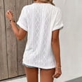 thumbnail image 6 of yeiolnoer Shirts for Women Short Sleeve V Neck Sweater Eyelet Tunic Top Knit Elegant Summer Spring Tops Casual Blouse, 6 of 6