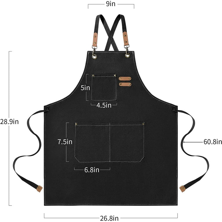 Chef Apron for Men and Women with Large Pockets Canvas Cross