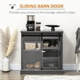 thumbnail image 4 of HOMCOM Farmhouse Buffet Cabinet with Glass Sliding Door Kitchen Sideboard, 4 of 10