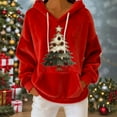 thumbnail image 2 of qelini Women Fleece Christmas Hoodies Xmas Tree Print Pullover Dropped Shoulder Long Sleeve Sweatshirts Casual Holiday Tops, 2 of 7