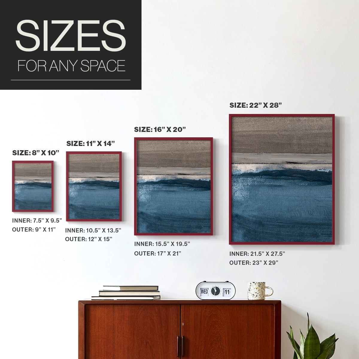 Midnight Sky I in Red Solid Wood 8 x 10 Framed Print