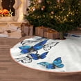 thumbnail image 6 of Daiia Blue Flying Butterflies Drawing Merry Christmas Tree Skirt , Xmas Large Lace-up Tree Skirt, Santa Snowflakes Rustic Home Decorations New Year Party Farmhouse Decor-48", 6 of 7
