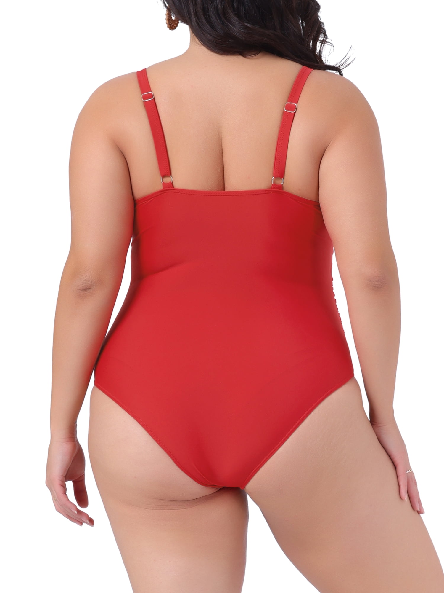 DARING DIVA Plus Size Bikini for Women 1 PC Ruched Padded Slimming Swimwear 4X Red