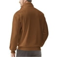 thumbnail image 4 of VSSSJ Men's Quarter Zip Pullover Sweatshirts Casual Long Sleeve Relaxed Fit Solid Color Stand Collar Texture Knit Sweatshirt Brown L, 4 of 8