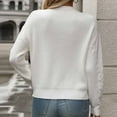 thumbnail image 4 of Itsame Knitted Sweater Women Long Sleeves Sweatershirt Crew Neck Solid Color Simplicity Sweatshirts White Size M, 4 of 9