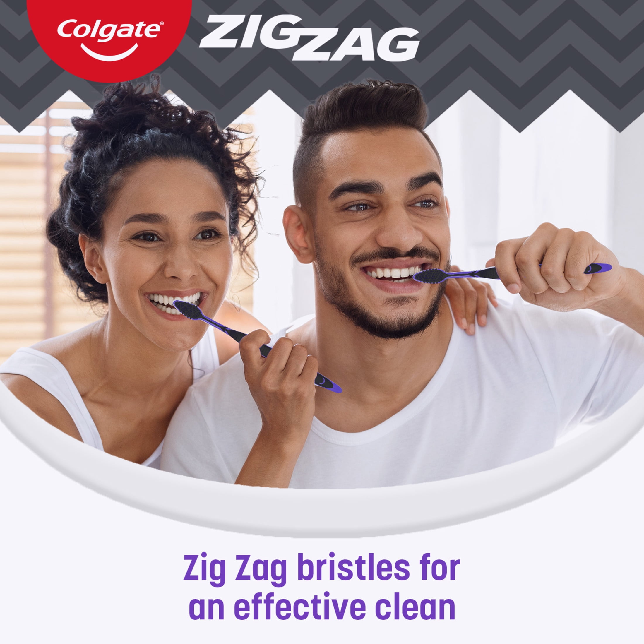 Colgate ZigZag Adult Soft Charcoal Toothbrushes, Soft Bristled Manual Toothbrushes, 4 Pack