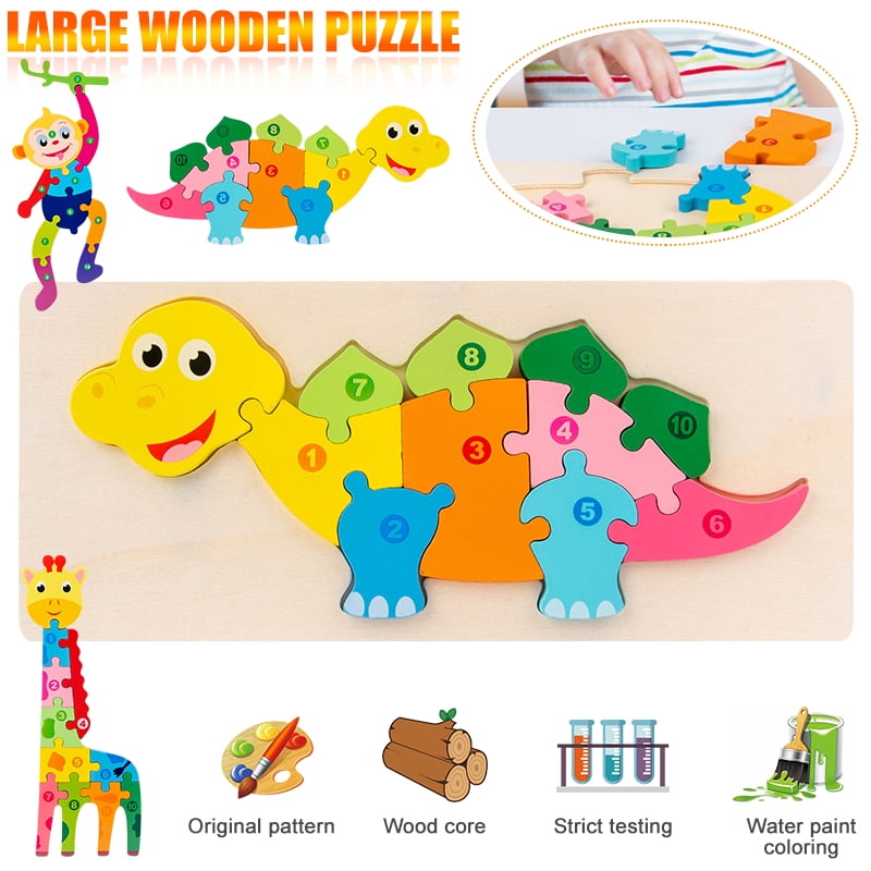 Amerteer Large Wooden Puzzles for Toddlers, Animal Jigsaw Puzzles for