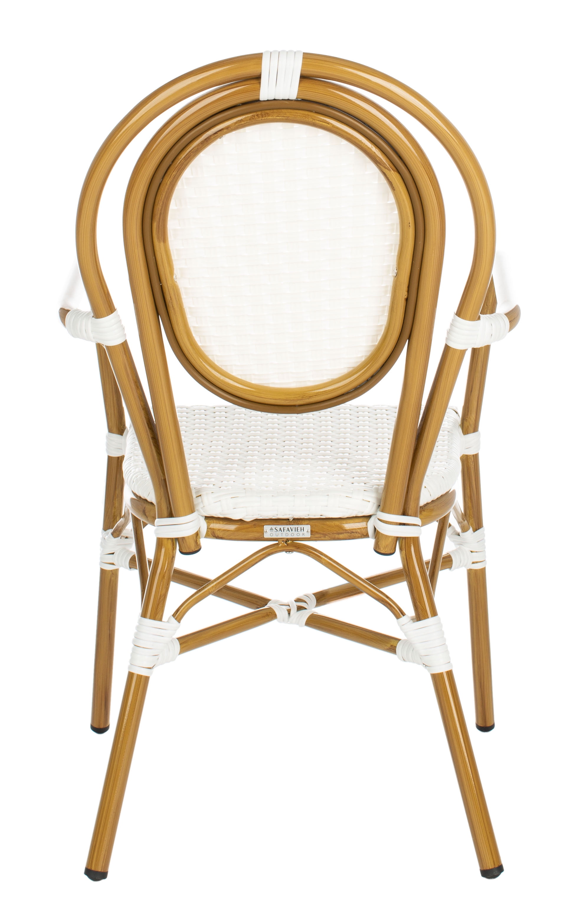 SAFAVIEH Rosen Outdoor Patio Stacking Arm Chair, White, Set of 2