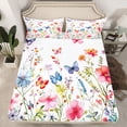 thumbnail image 2 of Homewish Chic Flowers Twin Sheet Sets 3pcs for Teens Boys Girls,Spring Garden Twin Fitted Sheet Microfiber,Flying Butterflies Breathable Flat Sheet,Lightweight Room Decor, 2 of 7
