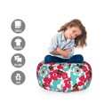 thumbnail image 2 of Floral Storage Toy Bag Chair, Hand Drawn Flora with Spring Nature Backdrop Vintage Sixties, Stuffed Animal Organizer Washable Bag, Small Size, Dark Coral Blue, by Ambesonne, 2 of 3