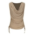 thumbnail image 4 of Jjayotai Deep V Neck Wrap Sleeveless Shirts, Sexy Ruched Blouse Top for Women, Womens Tank Tops Loose Fit Khaki^ XXXXL, 4 of 6