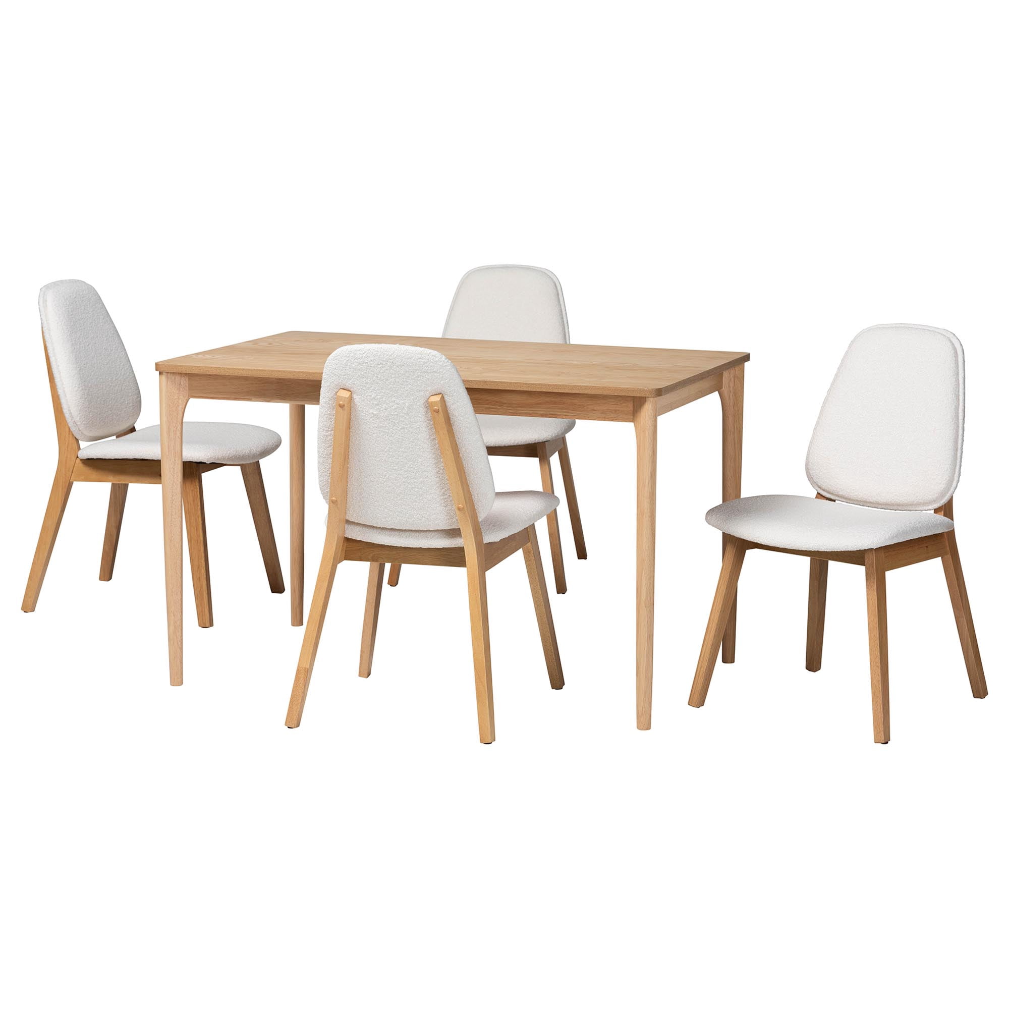 Baxton Studio Hudson Japandi Dining Set, 5-Piece, White