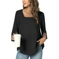 thumbnail image 2 of JuneFish Women's Fall Casual T-Shirt Square Neck Tunic Tops for Leggings Loose Blouse Shirt, 2 of 3