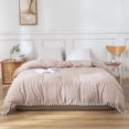 thumbnail image 2 of Move Over Taupe Duvet Cover King White Pom Poms Quilt Cover Only Ball Fringe Pattern Washed Microfiber No Filling, 2 of 10